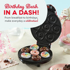 Dash Mini Donut Maker Machine for Kid-Friendly Breakfast, Snacks, Desserts & More with Non-stick Surface, Makes 7 Doughnuts, Donut Print