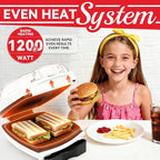 2 In 1 Hamburger Grill Maker, Electric Indoor Grill and Panini Press with Non-stick Grill Plates, 1200W, Easy to Clean and Store, White