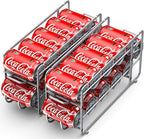 Canyave Soda Can Organizer Storage Rack, 2 Pack Stackable Beverage Soda Can Dispenser Organizer Holder for Refrigerator, Cabinet, Pantry (Silver)