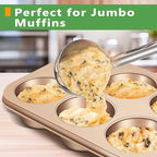 Kevenal Jumbo-Muffin-Pan - Nonstick 6-Cup Large Cupcake Pan, Heavy Duty Giant Muffin Baking Pan for Cupcakes, Oven Safe & Easy to Clean (Large Cup Size, 3.5 x 1.5in)