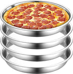 Elsjoy 4 Pack 13 Inch Stainless Steel Deep Pizza Pan, Large Round Pizza Baking Pan, Heavy-Duty Pizza Dish for Oven, Dishwasher Safe