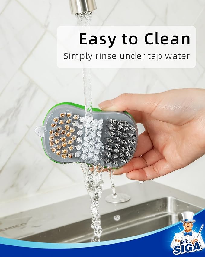 MR.SIGA Fruit and Vegetable Cleaning Brush with Non Slip Comfortable Grip, Pack of 2, Green