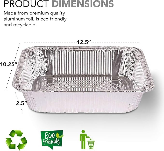 Stock Your Home Aluminum Pans 9x13 Disposable Foil Pans (10 Pack) - Half Size Steam Table Deep Aluminum Trays - Tin Foil Disposable Pans Great for Cooking, Heating, Storing, Prepping Food