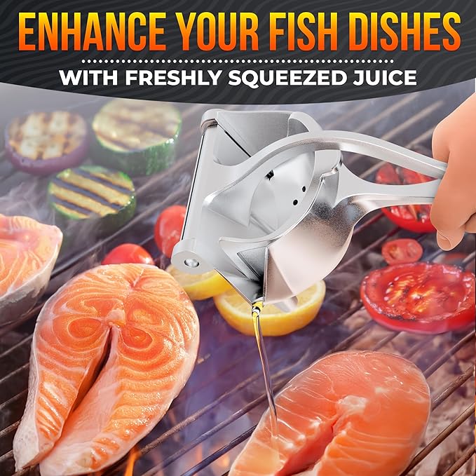 Hand Juicer Squeezer with Ergonomic Heavy Duty Handle – 20 oz Bowl Aluminum Lemon Juicer with Pour Spout for Mess-Free Pouring - Manual Citrus Press for Lemon, Orange, Lime, Grapefruit, Pomegranate