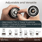 Premium Manual Coffee Grinder for Espresso, Pour Over & French Press with Stainless Steel Conical Burr, Precision Adjustable Hand Grinder, Compact Travel Size - by Alpaca Ventures