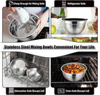 P&P CHEF Mixing Bowls with Airtight Lids Set of 5, 10-Piece Stainless Steel Mixing Nesting Bowl, Metal Bowl with Lid for Kitchen Prepping & Storing, Size 4.6, 3, 1.5, 1, 0.7 QT, Black