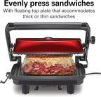 Hamilton Beach Panini Press Sandwich Maker & Electric Indoor Grill with Locking Lid, Opens Wide to Fit Any Thickness for Quesadillas, Burgers & More, Nonstick 8" x 10" Grids, Red (25462Z)