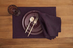 Solino Home Linen Placemats Set of 4-100% Pure Linen Chambray Burgundy Cloth Placemats 14 x 19 Inch for Valentines, Holiday, Winter, New Year - Athena