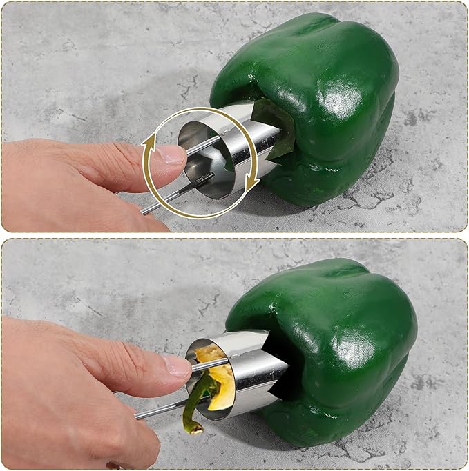 3 Pcs Red Bell Pepper Corer Pepper Seed Corer Remover Multifunctional Vegetable Core Remover Stainless Steel Reusable Fruit Corers Kitchen Gadget for Vegetable Fruit Cutter Coring