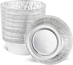 PLASTICPRO 6.5'' Inch Round Tin Foil Pans Disposable Aluminum, Freezer & Oven Safe - For Baking, Cooking, Storage, Roasting, & Reheating, Deep Pack of 50