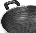 13 Inch Stainless Steel Wok Pan with Lid, Honeycomb Coating Woks & Stir-fry Pans Nonstick Wok Induction Wok Set Chinese Wok No Chemical Coated Wok for Induction, Electric, Gas, Halogen