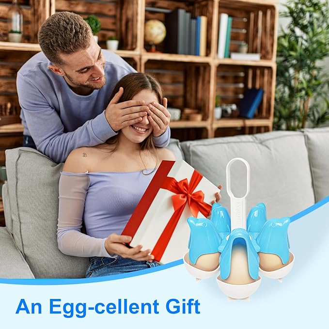 Asltw Dolphin Boiled Egg Holder – 3-in-1 Cooker, Server & Fridge Tray for Soft/Hard Eggs, BPA-Free, Cute Kitchen Gift for Kids & Families (Blue+White)