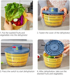 Electric Salad Spinner, 4L Lettuce Spinner Large Capacity USB Chargeble Fruit Vegetable Washer Dryer for Home Kitchen (Blue)