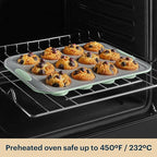 Pyrex (3-Piece) Metal Cookie & Muffin Sheet Bakeware Set, Lightweight Stainless Steel Baking Trays with Heatsafe Silicone Handles, Cookie Muffin Sheet Baking Pan, Sage