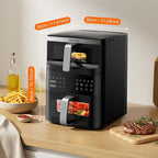 13QT Dual-Basket Air Fryer, Vertical Compact Large Air Fryers with viewing window & Independent Light, 10-in-1 Presets for Home Family, Bake/Grill/Dehydrate/Reheat, Freidora De Aire Dishwasher-Safe