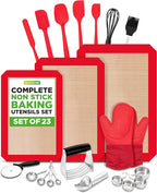 NutriChef 23-Piece Baking Utensil Collection with Measuring Tools, Silicone Mats, Spatulas, Whisk & Oven Mitts - Complete Kitchen Utensils Set and Baking Tool Set Suitable for Home Bakers