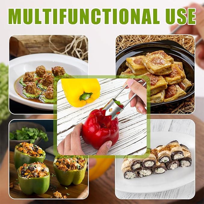 Pepper Seed Corer, 2024 New Upgraded Stainless Steel Fruit Core Remover Apple Core Seed Remover Vegetable Corer Tool for Vegetables Fruit Kitchen Utensils