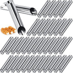 Yexiya 50 Pcs Cannoli Tubes Stainless Steel Cannoli Forms Cream Horn Molds Non Stick Danish Pastry Molds for Croissant Shell Cream Roll Baking Cookie Dough (Tubes)