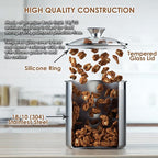 Cooks Standard Stainless Steel Food Jar Storage Canister Set Medium 4-Piece, 0.95qt/1.6qt/2.5qt/3.5qt Airtight Containers with Glass Lid for Tea Coffee Sugar Flour