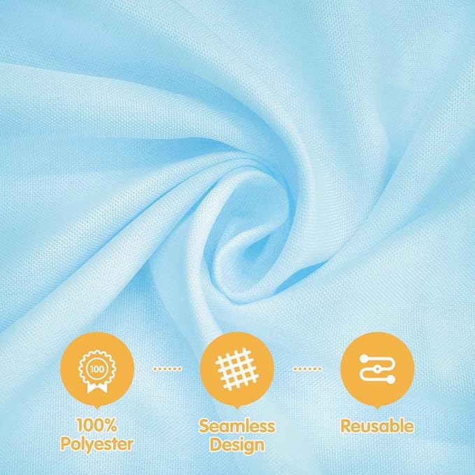 BRILLMAX 8 Pack Light Blue Tablecloths for 8 Foot Rectangle Tables 60 x 126 Inch - 8ft Rectangular Bulk Linen Polyester Fabric Washable Cloth Cover for Wedding Reception Banquet Birthday Party