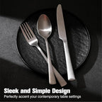 KINGSTONE Silverware Set for 12, 60-Piece 18/10 Stainless Steel Flatware Set, Forged Cutlery Set Matte Satin Finish for Home, Restaurant, Wedding, Party,Gift, Dishwasher Safe
