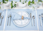 Solino Home Sky Blue Linen Napkins Set of 4-100% Pure Linen Hemstitch Dinner Napkins 20 x 20 Inch for Holiday, New Year - Classic Hemstitch
