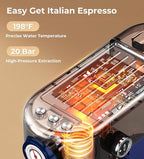 atatix 20 Bar Espresso Machine with Milk Frother, Compact Espresso Maker, Stainless Steel Coffee Machine with Precise Temp Control & 44oz Removable Water Tank for Latte, Cappuccino, Dark Blue