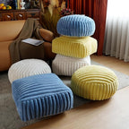 Unstuffed Pouf Ottoman Cover Soft Storage Extra Seat Farmhouse Comfortable Bohemian Poufs Accent Footrest 20x20x8 Inches for Living Room Bedroom Study Nook (Yellow B, Round)