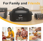 20 Quart Electric Roaster Oven with Self-basting Lid, Turkey Roaster Oven with Removable Pan and Rack, Black