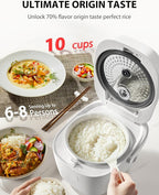 TOSHIBA OriginTaste Rice Cooker 10-Cup Uncooked, Fuzzy Logic, 15-in-1 Functions, Digital Display, Delay Timer, Keep Warm, Nonstick Inner Pot, White
