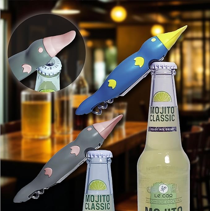 Platypus Multi-Function Bottle Opener - Magnetic Fridge Tool with Can and Premium Wine Opener, Durable Metal and ABS Plastic Design for Kitchen, Bar, or Home 2Pack