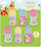 Disney Magnetic Chip Clips – Set of 6 Bag Clips for Food Storage - Mickey, Minnie, Lilo & Stitch, Winnie The Pooh – Durable Airtight Bag Chip Clips for Pantry & Fridge Use