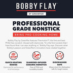 GreenPan x Bobby Flay 1.67QT Nonstick Saucepan with Glass Lid, PFAS-Free Diamond Ceramic, Induction Suitable, Stay-Cool Silicone Handle, Easy Clean Dishwasher & Oven Safe, Chef Pan, Cream