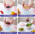 Good Grips 3.2 Qt Glass Salad Spinner Small Vegetable Dryer with Drain Microwave Safe Dishwasher Safe with Transparent Lid Crank Handle Quick Spin Greens Washer for Lettuce Herbs Fruits Pink