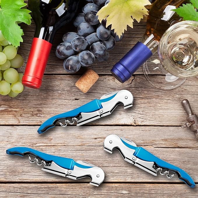 6 Pieces Professional Waiter Corkscrew Wine Openers, Black Wine Keys Opener Stainless Steel Hinges Serrated Foil Cutter for Restaurant Waiters, Sommelier, Bartenders (Black)