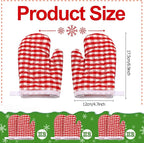 12 Pcs Kids Oven Mitts Toddler Oven Mitts Children Heat Resistant Kitchen Mitts Checkered Kitchen Oven Gloves Kids for Cooking Baking Microwave Child Play BBQ Grilling, Age 2-10(Red)