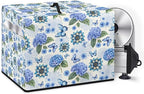 Food Slicer Cover Home Kitchen Electric Appliance Cover Waterproof Fabric Dust-Proof Durable Cheese Bread Meat Slicer Cover with Side Pocket and Top Handle, Blue Hydrangea Butterfly Print