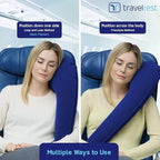 TRAVELREST All-in-One Travel Neck Support & Body Pillow - Airplane Pillow for Long Flight Comfort, Travel Essentials, Sleeping Accessories, Memory Foam, Headrest Support Seat for Car (Blue)