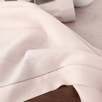 Solino Home Linen Placemats Set of 4 - Classic Hemstitch Pink Placemats 14 x 19 Inch - 100% Pure Linen Table Mats for Valentines