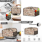 Coffee Tea Patterns Small Kitchen Appliance Protection Bread Toaster， Blender, Slow Cooker Cover， Dust Fingerprint Protection Kitchen Accessories Set 3PCS