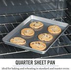Martha Stewart Gallen 13x9 Inch Nonstick Carbon Steel Cookie Sheet - Durable Silver Baking Pan for Cookies, Brownies & Roasting
