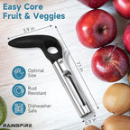 Upgraded Handle Premium Apple Corer Tool, Ultra Sharp, 304 Stainless Steel, Dishwasher Safe, Serrated Blades for Easy Coring, Black