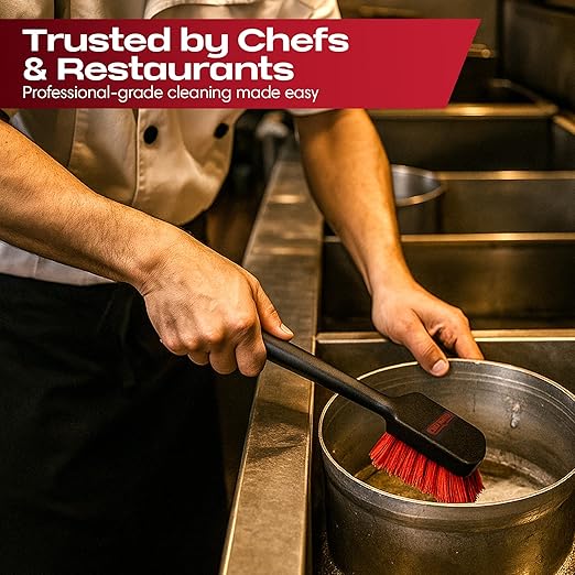 20" Deep Fryer Cleaning Brush by FryOilSaver Co., Up to 425F High Heat Resistant Pot Cleaning Brush for Kitchen Deep Fryers, Griddle, Grills, Ovens & Waffle Maker for Food Service & Restaurant - 90049