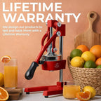 Zulay Kitchen Cast Iron Juicer - Easy-to-Clean Heavy-Duty Manual Juicer, Professional Citrus Juicer - Stainless Steel Lemon Squeezer - Manual Citrus Press & Orange Squeezer - Orange Juicer - Deep Red