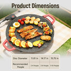 Non-Stick Electric Indoor Grill Pan, Large Round Electric Griddle & Smokeless Korean BBQ Grill Indoor - fast heating, portable, for burgers, pancakes & stovetop use (Extra Large)