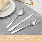 30 Piece Silverware Set Service for 6,Premium Stainless Steel Flatware Set,Mirror Polished Cutlery Utensil Set,Durable Home Kitchen Eating Tableware Set,Include Fork Knife Spoon Set,Dishwasher Safe