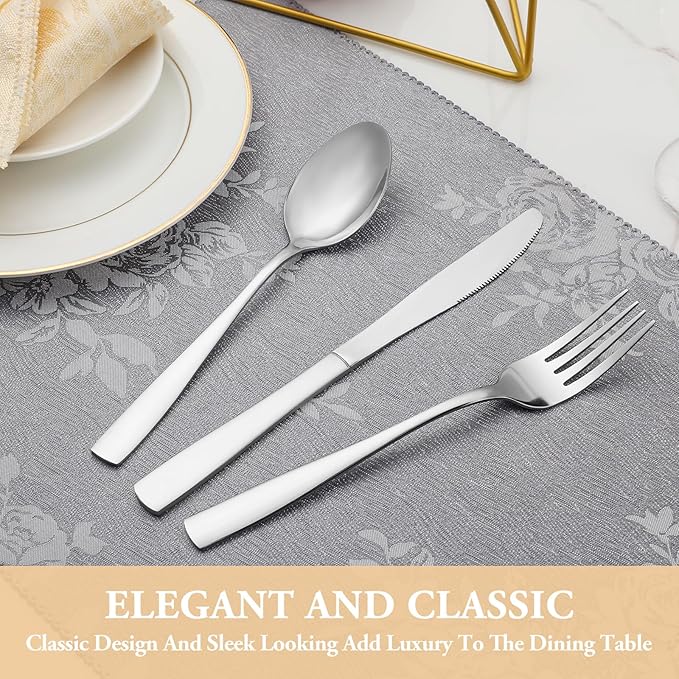 30 Piece Silverware Set Service for 6,Premium Stainless Steel Flatware Set,Mirror Polished Cutlery Utensil Set,Durable Home Kitchen Eating Tableware Set,Include Fork Knife Spoon Set,Dishwasher Safe