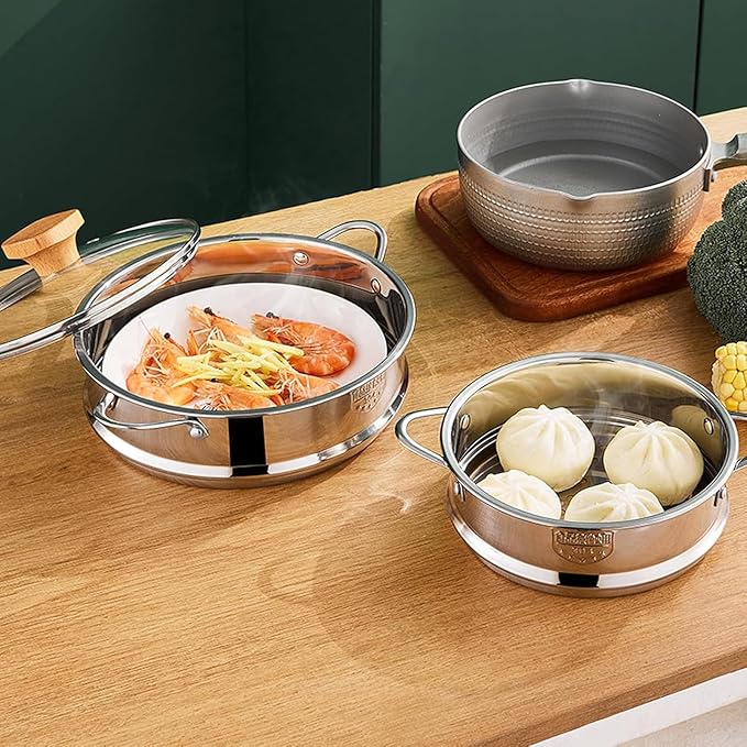 BinaryABC Stainless Steel Dumpling Steamer Basket for Pot,18cm Steamer Insert for Food Veggie Rice Noodle Roll (7.08INCH)