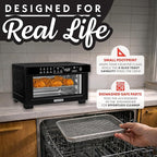 Gourmia Toaster Oven Digital Air Fryer - Convection Mode with 4 Slice Capacity, 3 Rack Positions, 12 Presets, Toast, Bagel, Bake, Roast, Broil, Dehydrate, Popcorn, Fits 9" Pizza, Black