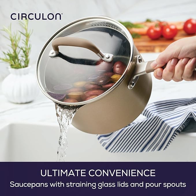 Circulon Premier Professional Hard Anodized Nonstick Cookware Induction Pots and Pans Set, 8 Piece - Bronze